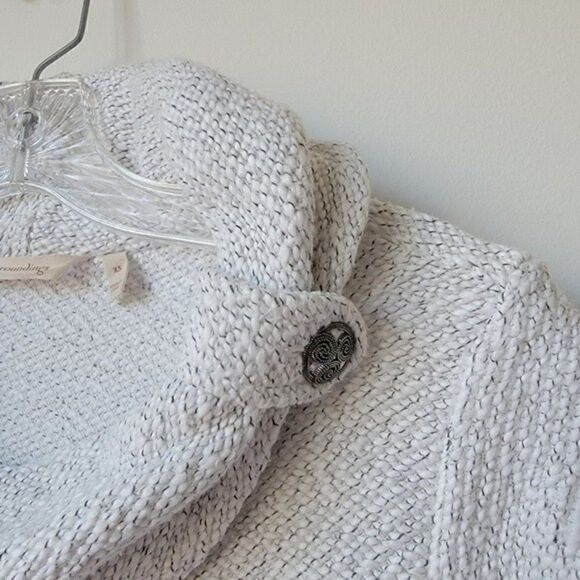 SOFT SURROUNDINGS Cowl Neck Sweater Light Gray Button Detail Size XS - Picture 8 of 11